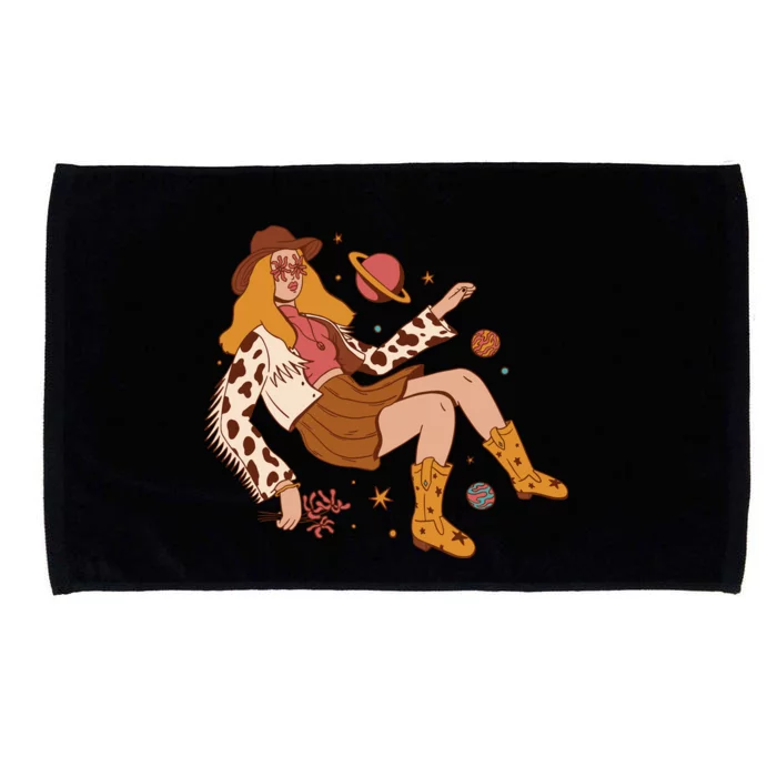 Space Hippie Cow Girl Microfiber Hand Towel