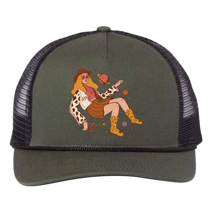 Space Hippie Cow Girl Retro Rope Trucker Hat Cap