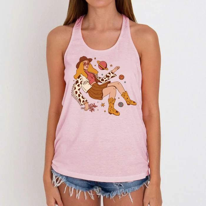 Space Hippie Cow Girl Women's Knotted Racerback Tank