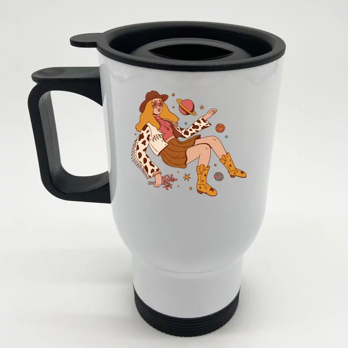 Space Hippie Cow Girl Front & Back Stainless Steel Travel Mug