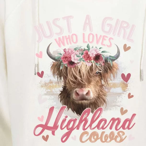 Scottish Highland Cow Just A Who Loves Highland Cows Gift Womens Funnel Neck Pullover Hood