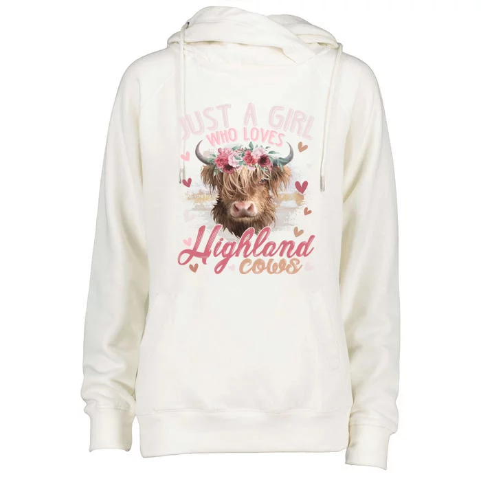 Scottish Highland Cow Just A Who Loves Highland Cows Gift Womens Funnel Neck Pullover Hood