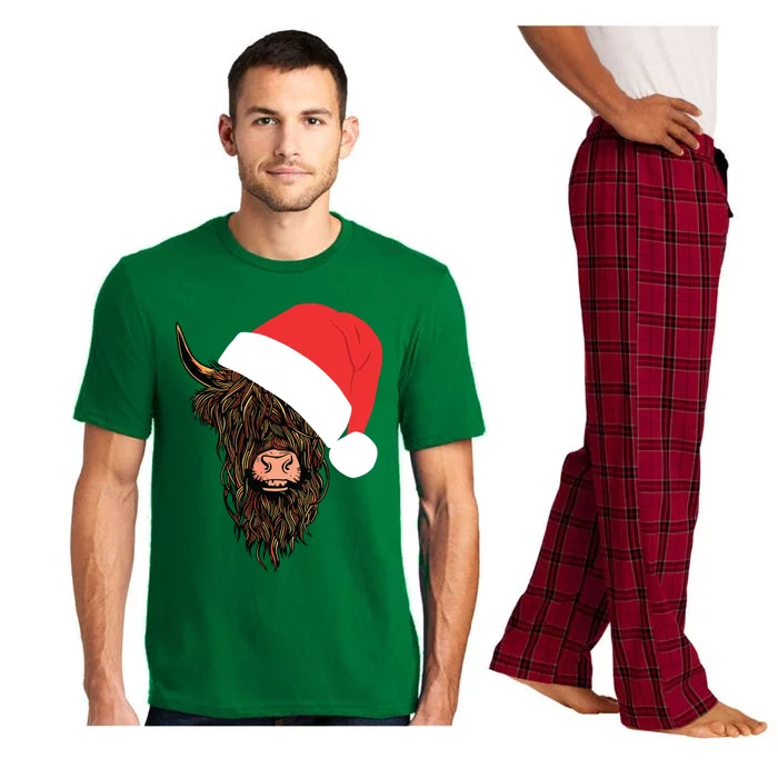 Scottish Highland Cattle Hairy Cow Farmer Gift Christmas Hat Pajama Set