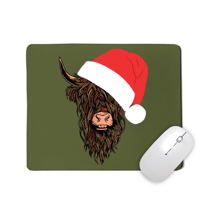 Scottish Highland Cattle Hairy Cow Farmer Gift Christmas Hat Mousepad