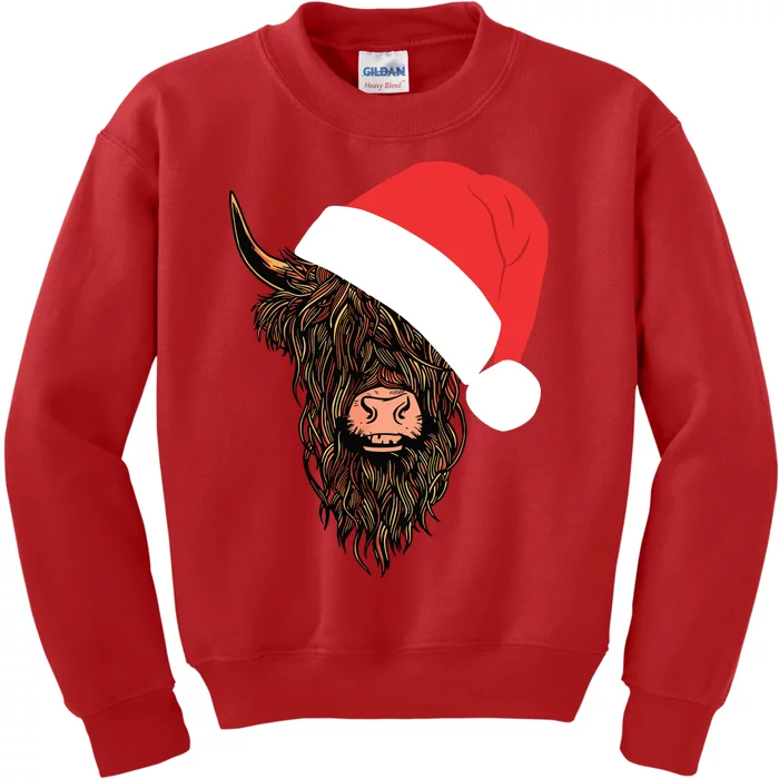 Scottish Highland Cattle Hairy Cow Farmer Gift Christmas Hat Kids Sweatshirt