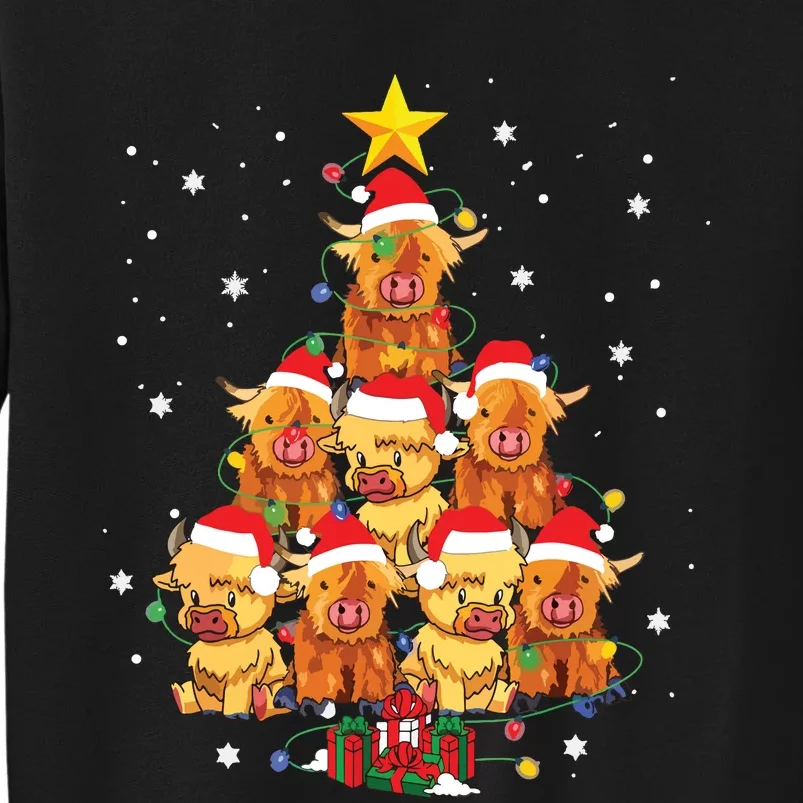 Scottish Highland Cow Christmas Tree Funny Cow Lover Xmas Sweatshirt