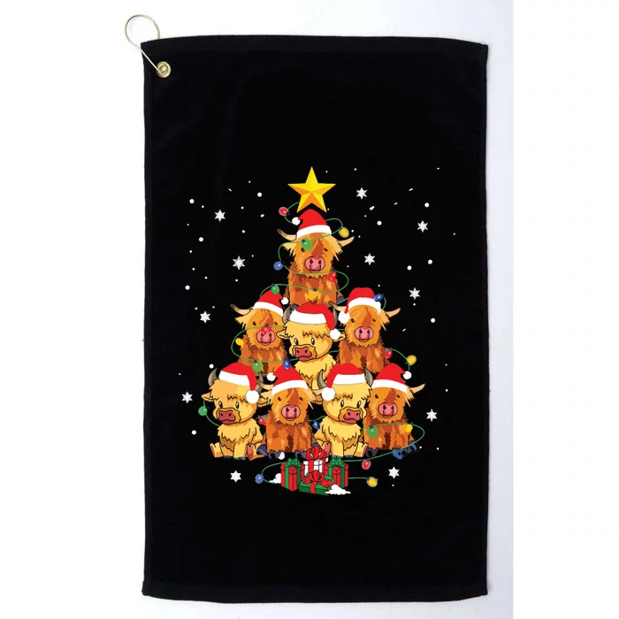 Scottish Highland Cow Christmas Tree Funny Cow Lover Xmas Platinum Collection Golf Towel