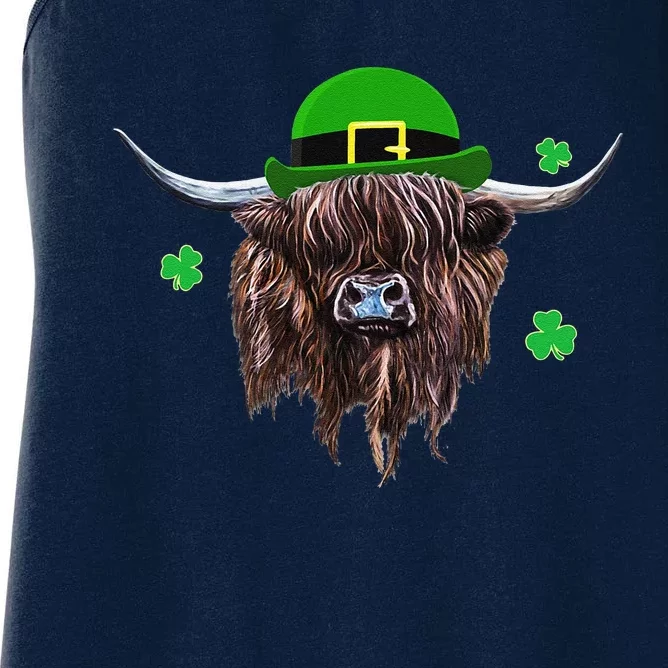 Scottish Highland Cow Saint Patrick's Day Derby Hat Women's Racerback Tank