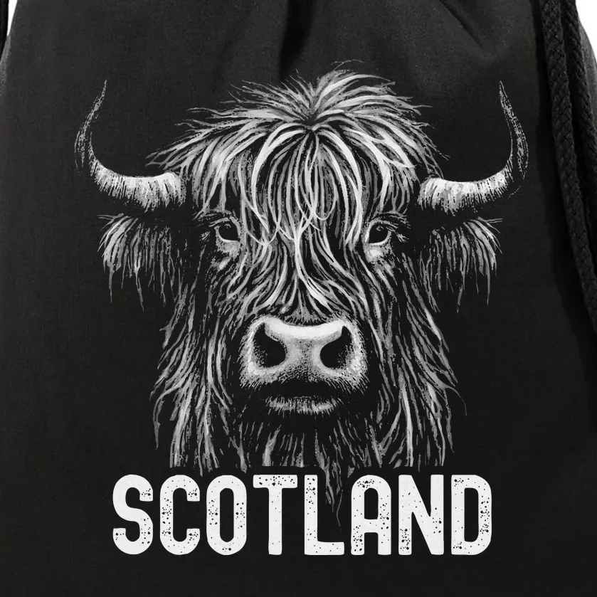 Scottish Highland Cow Scotland Trip Drawstring Bag