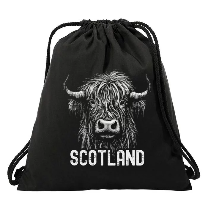 Scottish Highland Cow Scotland Trip Drawstring Bag