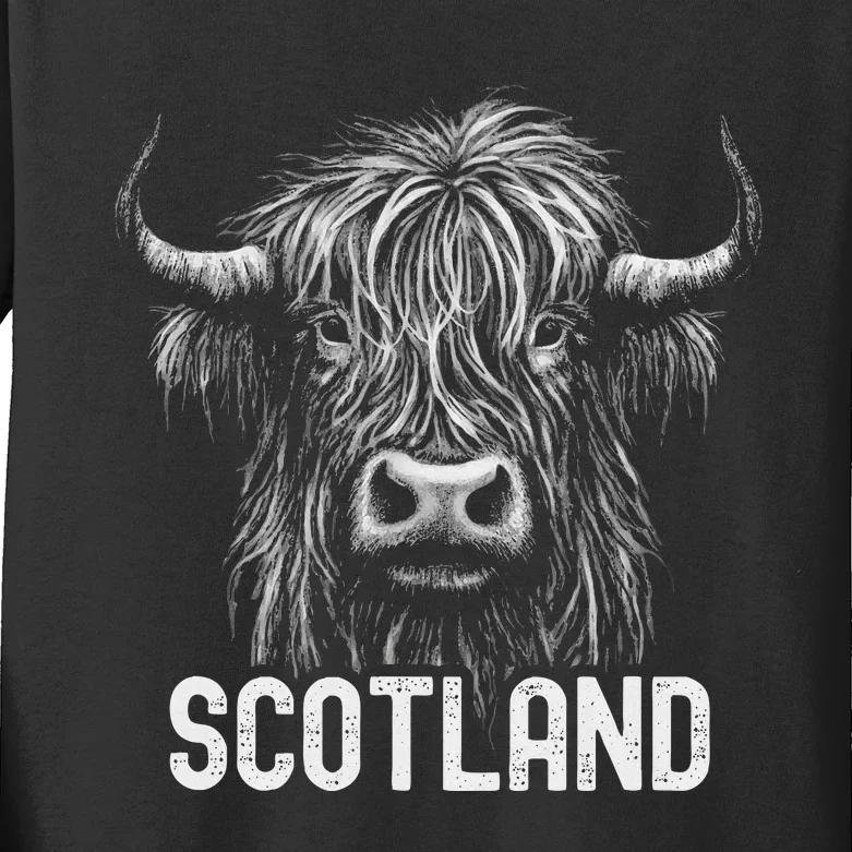 Scottish Highland Cow Scotland Trip Kids Long Sleeve Shirt