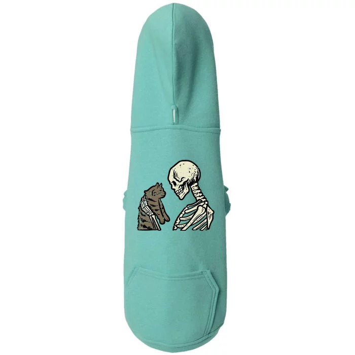 Skeleton Holding Cat Funny Halloween Skull Doggie 3-End Fleece Hoodie