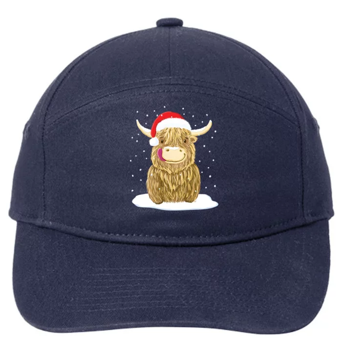 Scottish Highland Cow Christmas Snow Gift 7-Panel Snapback Hat