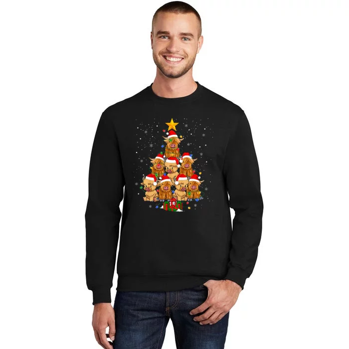 Scottish Highland Cow Christmas Tree Funny Sweatshirt