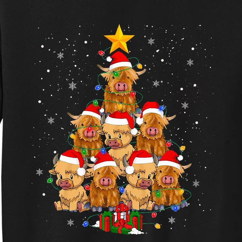 Scottish Highland Cow Christmas Tree Funny Sweatshirt