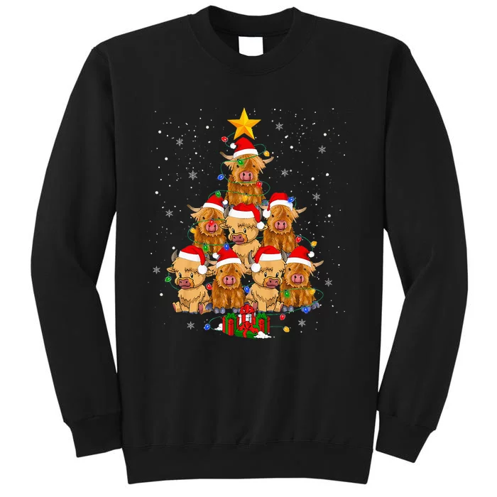 Scottish Highland Cow Christmas Tree Funny Sweatshirt