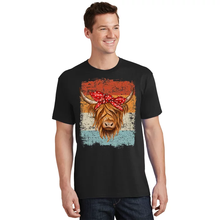 Scottish Highland Cow Cattle Hairy Cow Flowers Woman T-Shirt