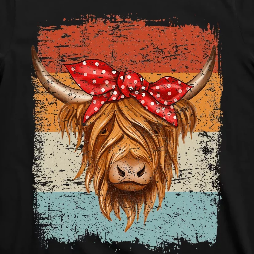 Scottish Highland Cow Cattle Hairy Cow Flowers Woman T-Shirt