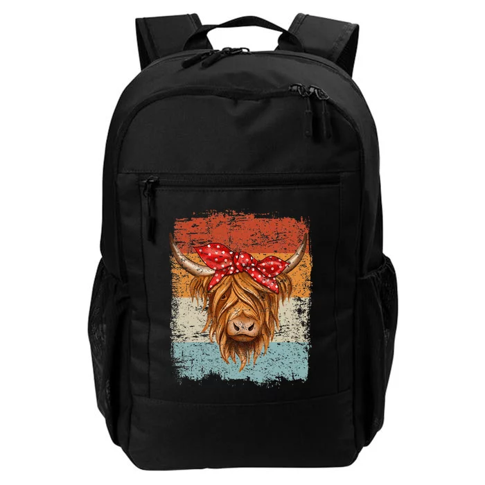 Scottish Highland Cow Cattle Hairy Cow Flowers Woman Daily Commute Backpack