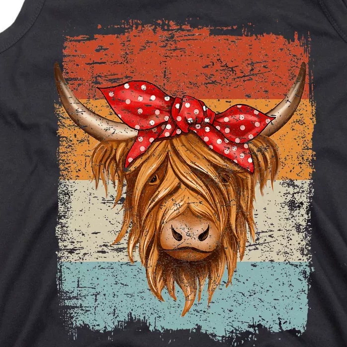 Scottish Highland Cow Cattle Hairy Cow Flowers Woman Tank Top