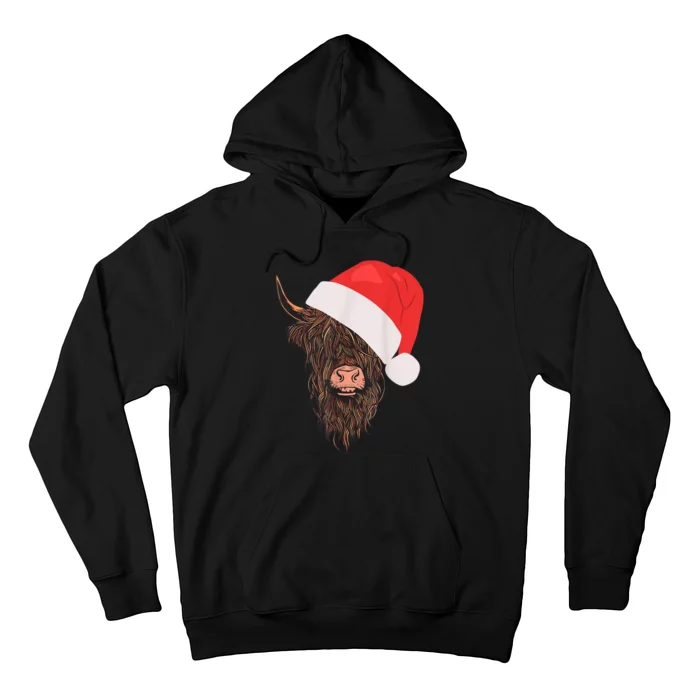 Scottish Highland Cattle Hairy Cow Farmer Christmas Hat Hoodie