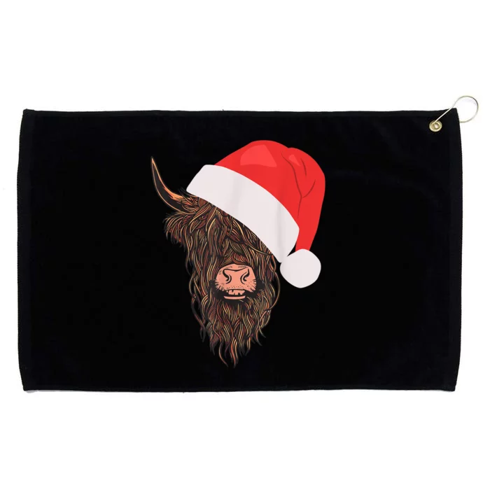 Scottish Highland Cattle Hairy Cow Farmer Christmas Hat Grommeted Golf Towel