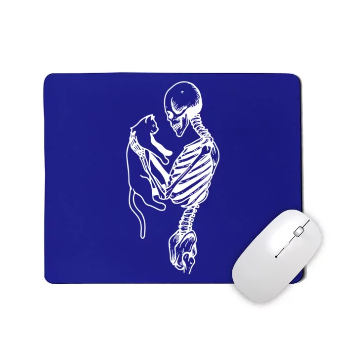 Skeleton Hold Cat Funny Skeleton Halloween Cat Lovers Gift Mousepad