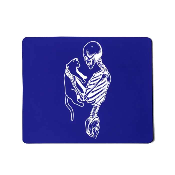 Skeleton Hold Cat Funny Skeleton Halloween Cat Lovers Gift Mousepad