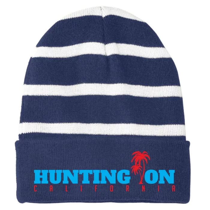 Simple Huntington California Striped Beanie with Solid Band