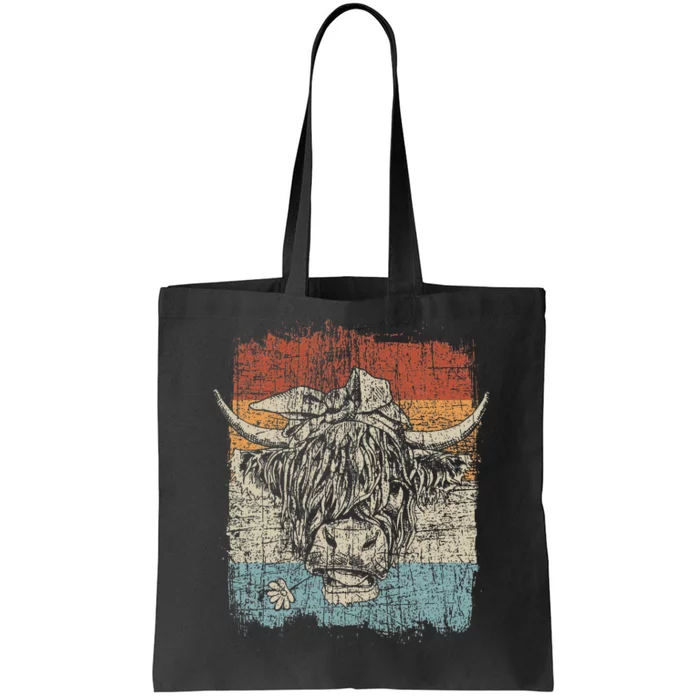 Scottish Highland Cow Cattle Hairy Cow Flowers Woman TShi1rt Tote Bag