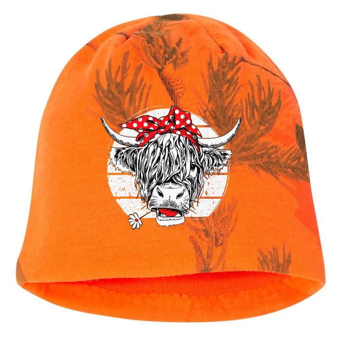 Scottish Highland Cow Cattle Hairy Cow Flowers Woman Kati - Camo Knit Beanie