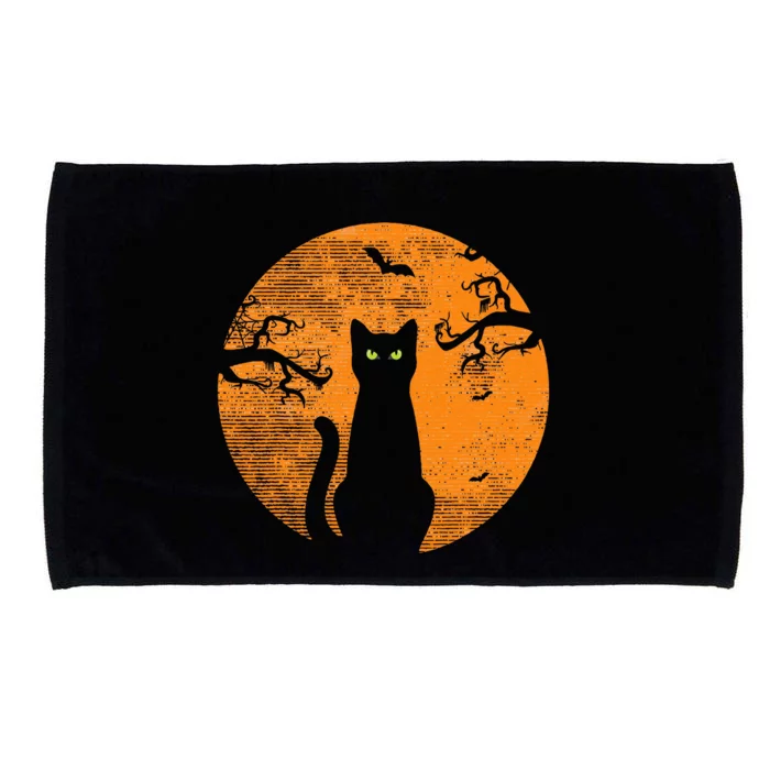 Spooky Halloween Cat Costume with Retro Moon Microfiber Hand Towel