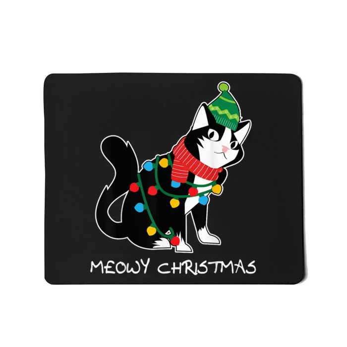 Santa Hat Cat Meowy X-Mas Light Up Funny Christmas Gift Mousepad