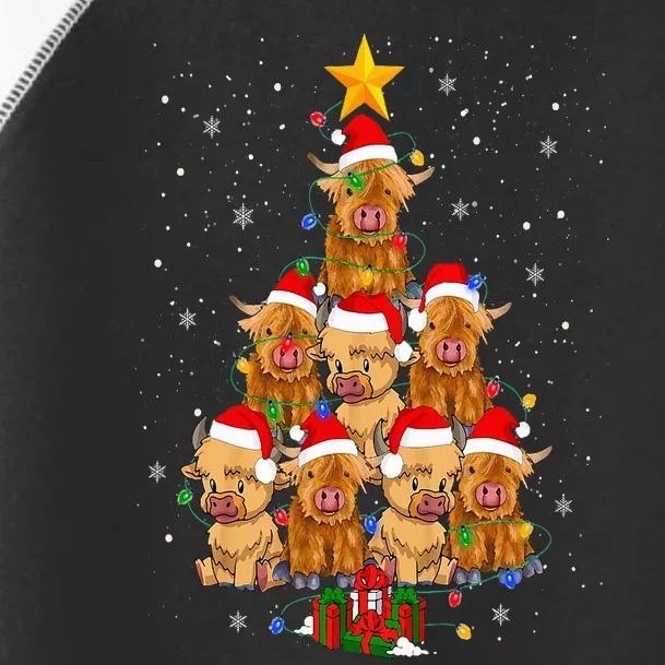 Scottish Highland Cow Christmas Tree Funny Cow Lover Xmas Toddler Fine Jersey T-Shirt