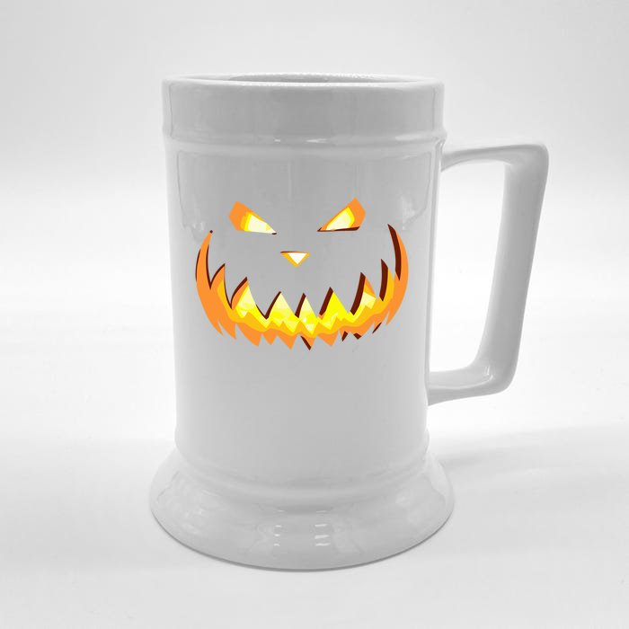 Scary Halloween Cute Gift Evil Grin Pumpkin Smile JackOLantern Cool Gift Front & Back Beer Stein