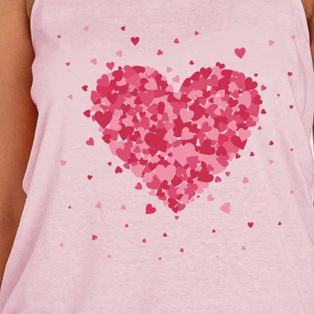 Scattered Heart Cute Valentines Day Gift Women's Knotted Racerback Tank