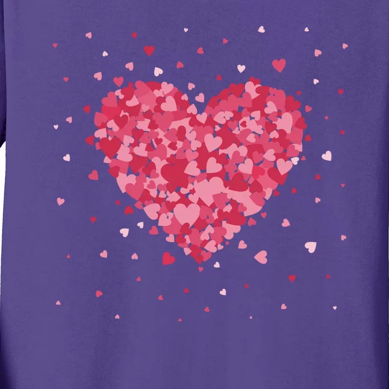 Scattered Heart Cute Valentines Day Gift Kids Long Sleeve Shirt