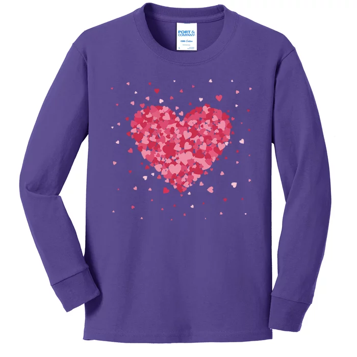 Scattered Heart Cute Valentines Day Gift Kids Long Sleeve Shirt