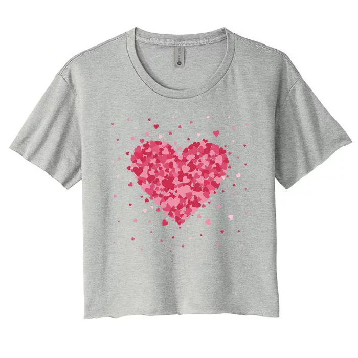 Scattered Heart Cute Valentines Day Gift Women's Crop Top Tee