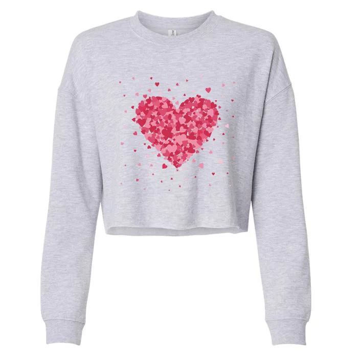 Scattered Heart Cute Valentines Day Gift Cropped Pullover Crew