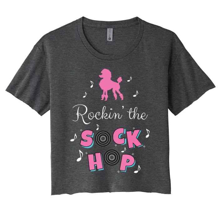 Sock Hop Costume Girl Women Pink Poodle Women's Crop Top Tee