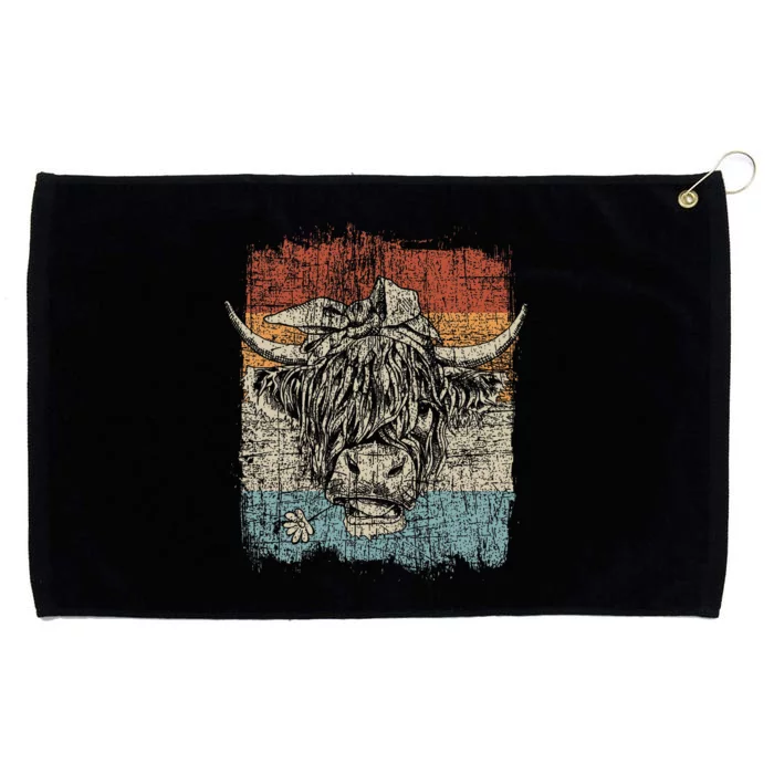 Scottish Highland Cow Cattle Hairy Cow Flowers Woman Grommeted Golf Towel