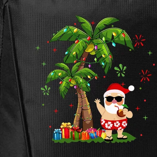 Santa Hawaiian Christmas Palm Tree Lights Xmas City Backpack