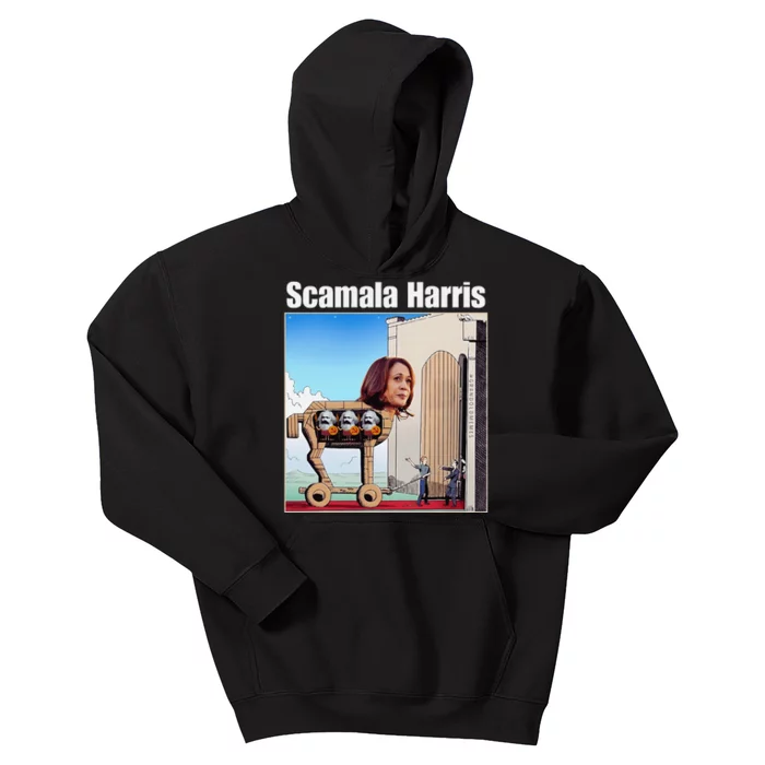 Scamala Harris Communism Trojan Horse Funny Trump 2024 Kids Hoodie