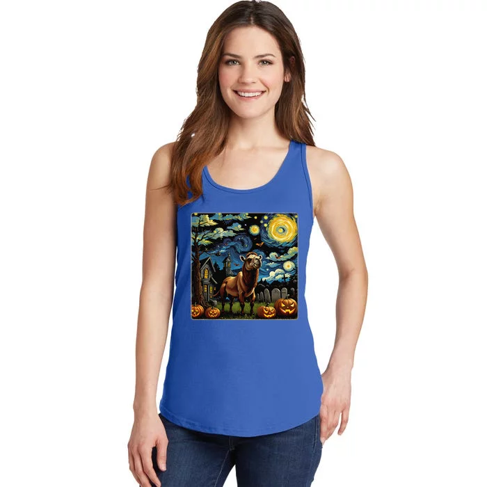 Spooky Halloween Camel Starry Night Ladies Essential Tank