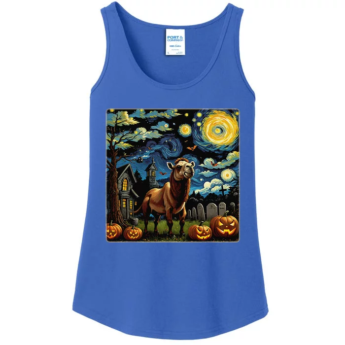 Spooky Halloween Camel Starry Night Ladies Essential Tank