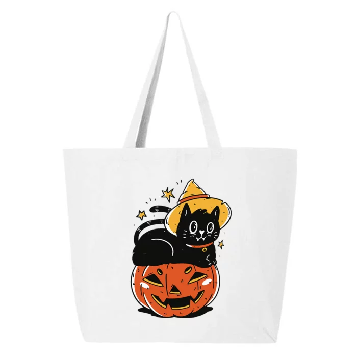 Spooky Halloween Cat Costume with Witch Hat and Pumpkin 25L Jumbo Tote