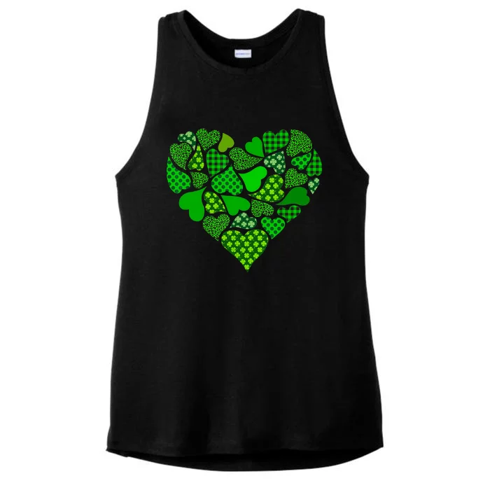 Shamrock Heart Clover Leopard Plaid Irish St Patricks Day Ladies Tri-Blend Wicking Tank