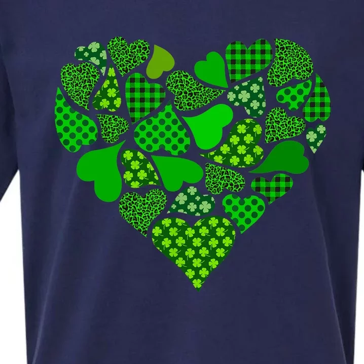 Shamrock Heart Clover Leopard Plaid Irish St Patricks Day Sueded Cloud Jersey T-Shirt