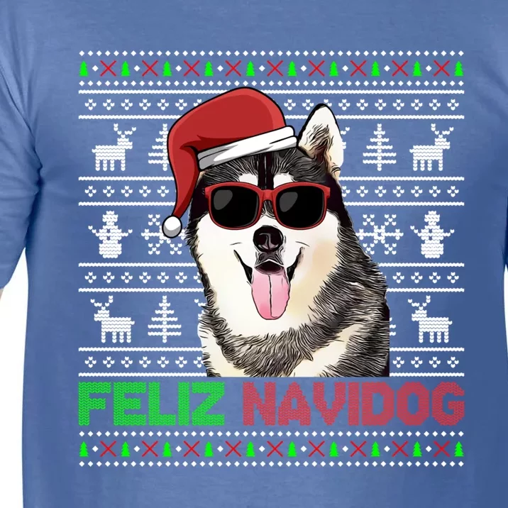 Siberian Husky Dog Feliz Navidog Funny Christmas Gift Comfort Colors T-Shirt